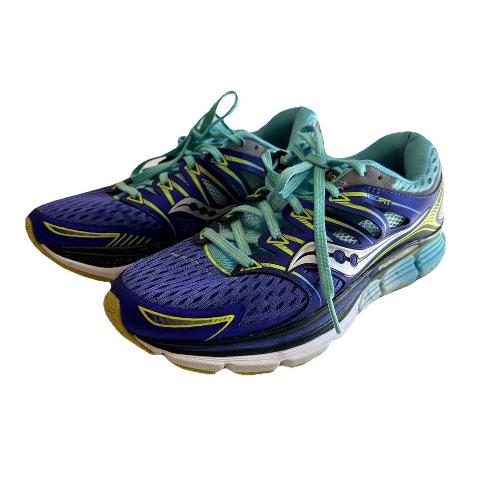 Saucony ISO Triumph Blue Teal Athletic Running Shoes Sneakers Womens Sz 9 - Picture 3 of 12